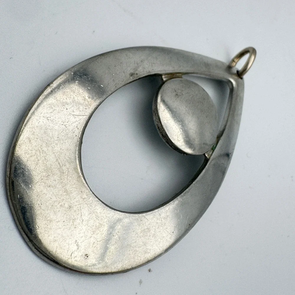 Reed & Barton Vintage Pewter Teardrop Pendant Mid Century Modern MCM Silver Tone